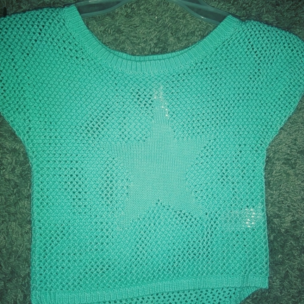 Knitted Crop Top/ Blue Green